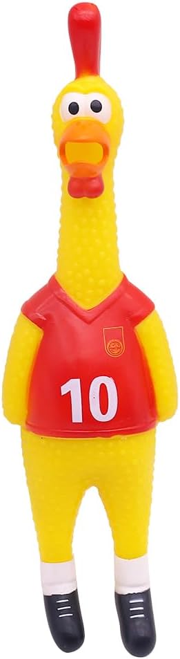 POPLAY 14inch Rubber Chicken Grade Latex Squeeze Chicken Prank Novelty Pet Toys