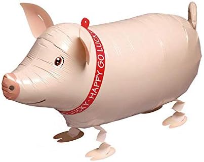 Soochat Pig Balloon Animal, Walking Mylar Foil Balloon for Birthday Wedding Party Decoration, 3 Pcs