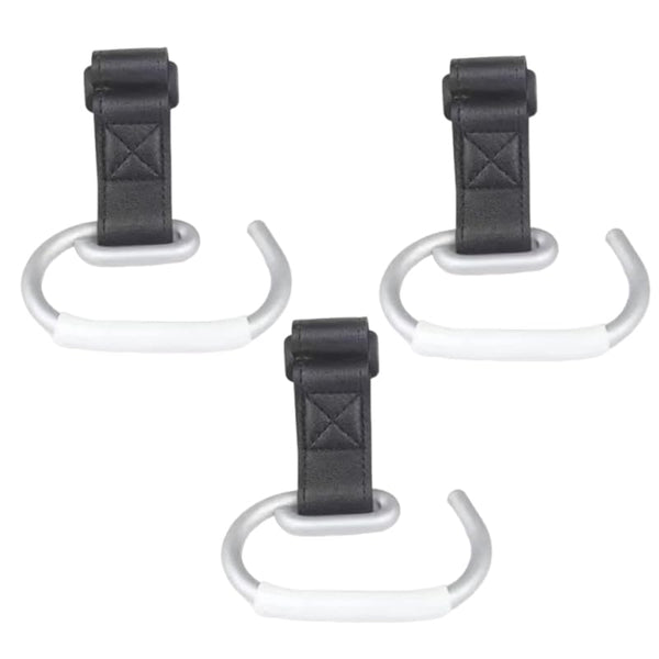 TEKELUONA 3 Pack Stroller Hooks, Stroller Straps for Diaper Bags,Adjustable Stroller Carabiner Clip,Baby