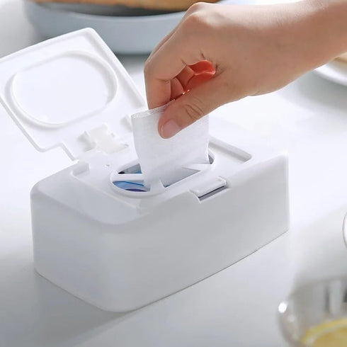 SylvanFactory Wet Tissue Box Wipes Dispenser Portable Cotton Swab Storage for Car Home Office Desktop Organizer Tissue