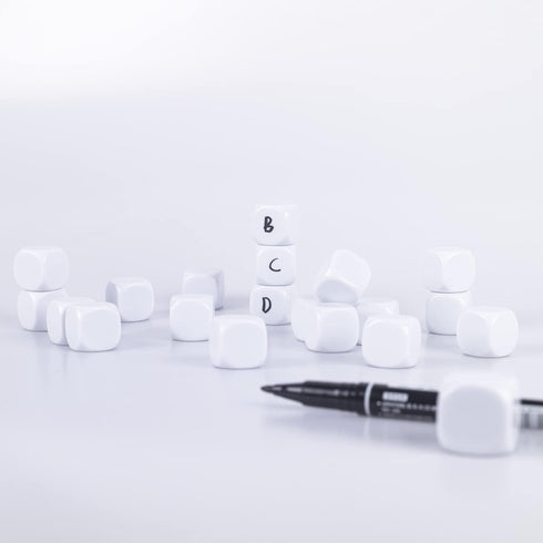 22mm Counting 100PCS Acrylic Dice with Smoothed Surface Six Sided with Rounded Corner Blank White Dice Cubes for Board