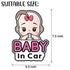 2 Pcs Baby in Car Stickers Sign for Girl Baby Car, Removable Safety Notice on Board