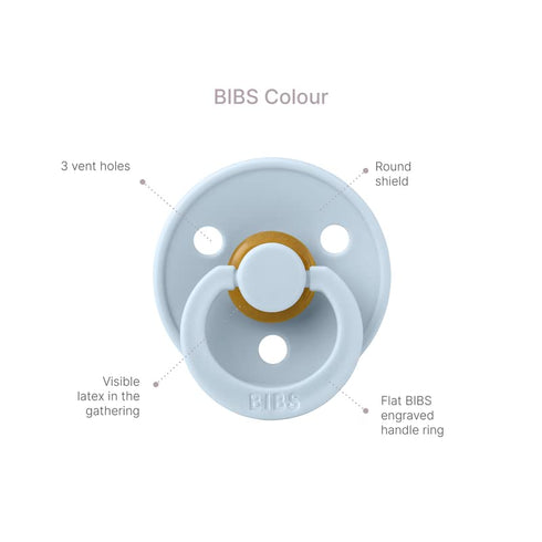 BIBS Colour Soother 4-Pack | BPA Free Dummy Pacifier | Round Nipple | Natural Rubber Latex | Size 0-6 Months