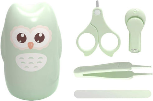 Mikinona Nail Clippers and Tweezers Set for Infants, Mint Green Safety Manicure