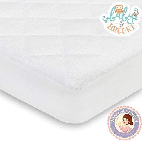 100% (52"x 28"x 8") Organic Bamboo from Viscose Fitted Crib Mattress Protector Pad by Baby&Brooke Waterproof