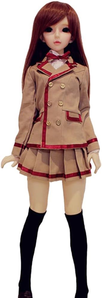 niannyyhouse 1/3 1/4 BJD Dolls Clothes, Khaki Coat, White Shirt, Pleated Skirt, School Uniform Outfit