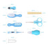 Uanqfegy 8PCS Set Baby Grooming Kit, Portable Newborn Care Essentials with Safety Nail Cutter in Blue