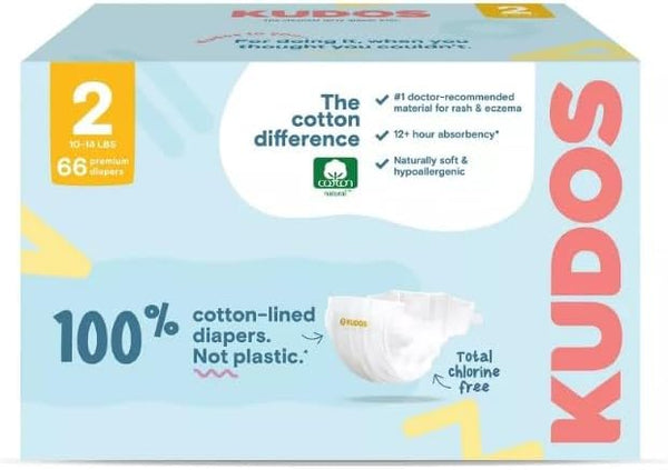 Generic Kudos Chlorine Free Premium Diapers, 100% Cotton-Lined, Size 2, 66 Count, 10-14