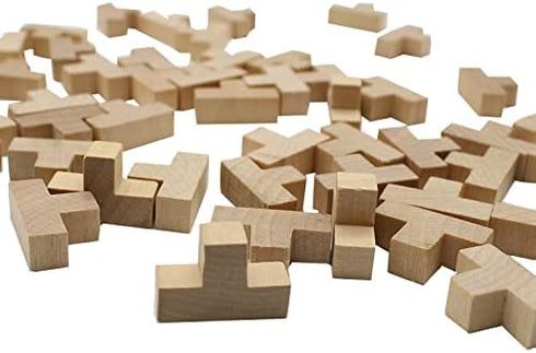 AHYUAN Wooden Brain Teaser Puzzle Cube - T-shaped Jigsaw Logic Puzzle Educational Toy for Kids and Adults (Natural)