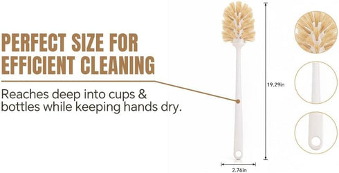Bottle Brush Cleaner,Long Plastic Handle,Soft Bristle&Non-Scratch,Cleans and Scrubs Hard to Reach Coffee