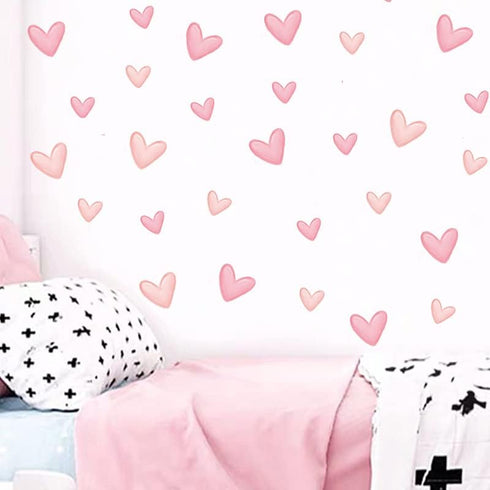 Yotdmk 80pcs Pink Heart Shape Wall Stickers for Bedroom Living Room Girls Room Decoration Kids Room Baby Nursery Room