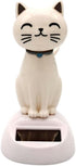 White Cat Solar Powered Decor - Cute Swing Animal Dancing Dolls, Car Dashboard Ornament, Solar Shaking Cat Desktop