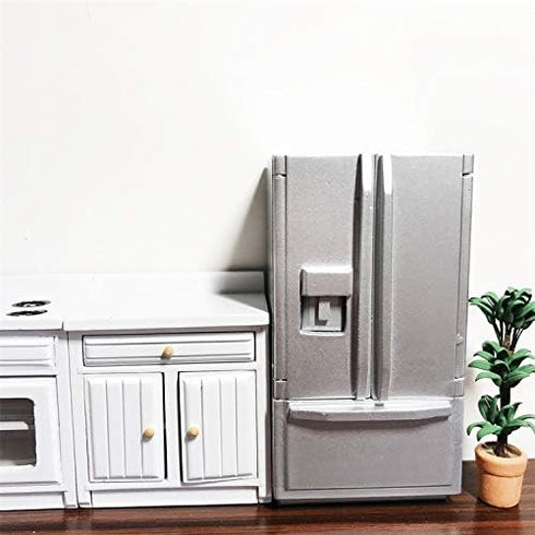 SXFSE 1:12 Dollhouse Decoration Accessories, Dollhouse Miniature Furniture Simulation Fridge Refrigerator Kitchen Prop