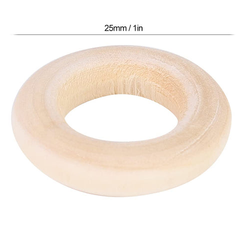 Generic 100Pcs Set, 25mm Wooden Rings Wooden Ring for Hanging Decorations Pendant Teethers