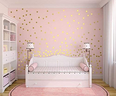 80pcs Gold Polka Dot Wall Decals – Removable Vinyl Stickers for Kids Nursery, Easy Peel Circle Decorations