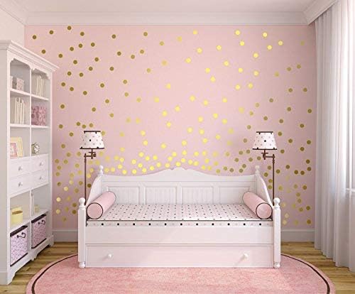80pcs Gold Polka Dot Wall Decals – Removable Vinyl Stickers for Kids Nursery, Easy Peel Circle Decorations