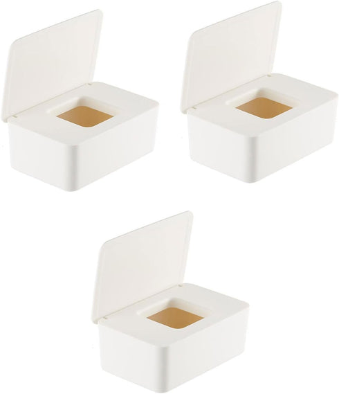 YUNDUOKEJI 3pcs Baby Wipes Case,Diaper Wipes Dispenser, Wipe Container with Sealing Design Lid(Size:Small