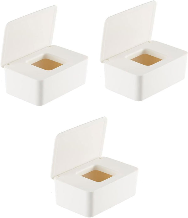 YUNDUOKEJI 3pcs Baby Wipes Case,Diaper Wipes Dispenser, Wipe Container with Sealing Design Lid(Size:Small