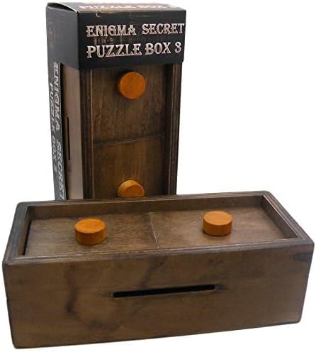 Puzzle Box Enigma Secret Explorer - Wooden Magic Trick Lock Gift Card Holder with Hidden Compartment Piggy Bank