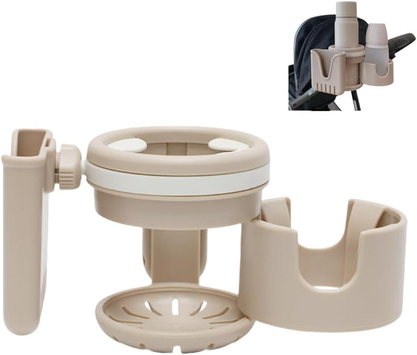 UIVXXUD 3-in-1 Stroller Cup Holder, Baby Stroller Accessories with Bottle Holder, Phone Mount,