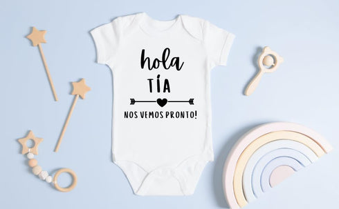 Generic "Hola Tia Nos Vemos Pronto" Pregnancy Announcement Outfit Gift for Expecting Aunties