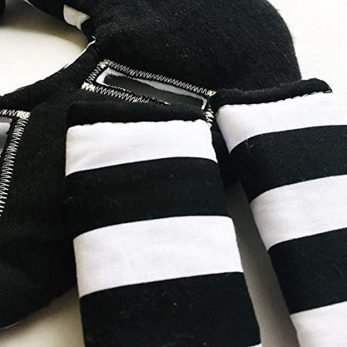 Set, Infant Car Seat Head Support Black White Stripes, Newborn Head Rest, Baby Strap Covers, Carry Cushion, Stroller