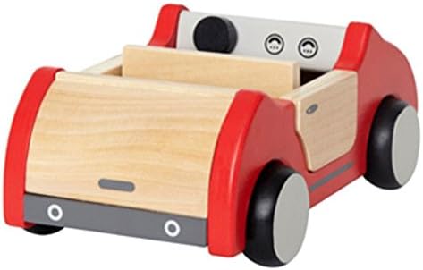 Hape Wooden Dollhouse Family Car - Red Push Vehicle Accessory for Doll House Furniture Set, L: 8.9, W: 3.5, H: 5.1 inch