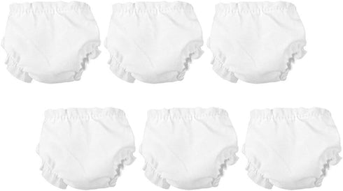 NUOBESTY White Doll Diapers - Baby Doll Underwear, Adjustable Reusable Doll Diapers, 6pcs