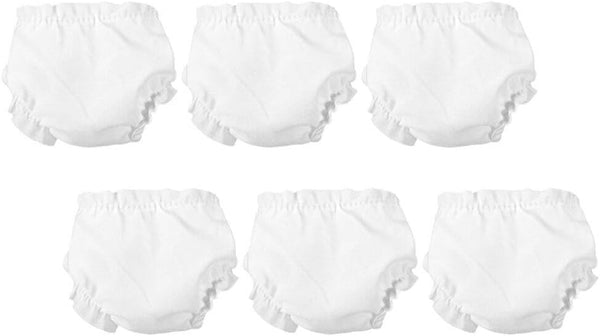 NUOBESTY White Doll Diapers - Baby Doll Underwear, Adjustable Reusable Doll Diapers, 6pcs