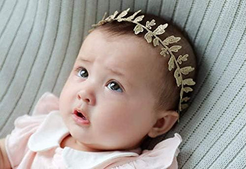 4pcs Lace Bows Baby Headbands for Girls - Soft Elastic Flower Bows Hair Accessories