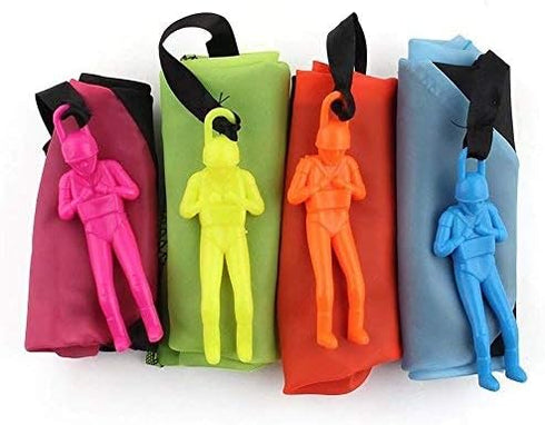 4PCS Set Tangle Parachute Figures - Hand Throw Soldiers Square Outdoor Flying Toys | No String
