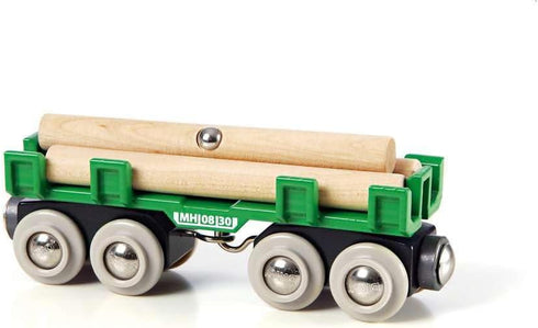 BRIO World 33696 Lumber Loading Wagon, 4 Piece Toy Train Set for Kids, Ideal for Ages 3 and Up, Green