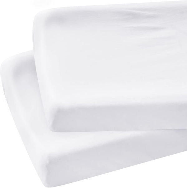Organic Cotton Changing Pad Cover, 2 Pack Jersey Knit Super Soft & Stretchy Cradle Sheets for Baby Boys Girls, 32" x 16"