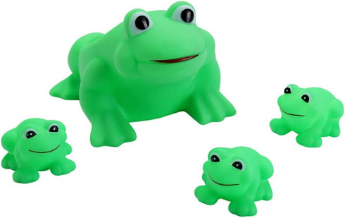 YUERFEILA Baby Bath Toys 4Pcs Rubber Green Frog Family Squeak Float Bath Ducks