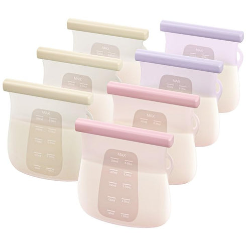 Jelly Ruru JellyRuru 7 PCS Reusable Breast Milk Storage Bags, 8.5oz 250ml Standard Silicone