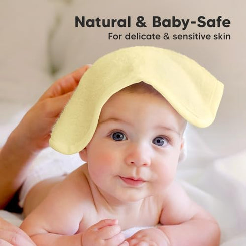 Set Keababies Baby Hair Brush and Comb and Baby Washcloths - Wooden Brush with Soft Goat Bristle - Towels