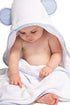 Set Fishers Finery Bamboo Viscose Baby Hooded Bath Towel & Washcloth - Unique Mitten Design (Blue)