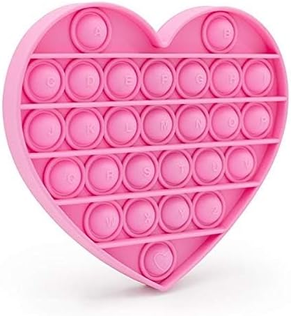 Pink Heart Pop Bubble Fidget Sensory Toy for Kids, Xmas Gift with Alphabets, Birthday Party Prize