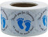 Gender Neutral Baby Shower Stickers, Thank You for Showering Us with So Much Love Round Labels Blue Baby Footprint