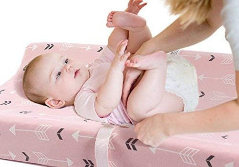 BROLEX 2 Pack Stretchy Changing Pad Covers Jersey Knit Changing Table Covers for Girls Boys,Pink & White Arrow