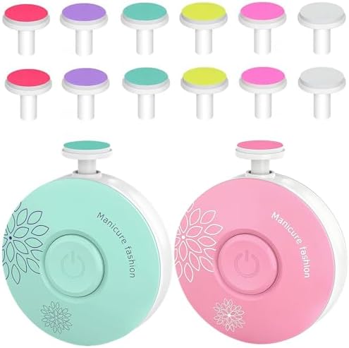 Baby Nail Trimmer Set for Newborn, 2-Pack Electric Nail File Bundle with