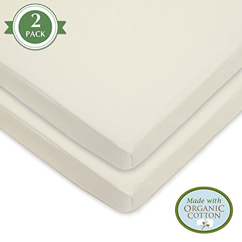 American Baby Company Twin Pack Knit Fitted Pack N Play Playard Sheet, Made with Organic Cotton, Natural Color