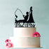YzYbuaego Black Fishing Wedding Cake Topper, Mr & Mrs, Fishing Theme for Wedding/Engagement/Bridal Shower