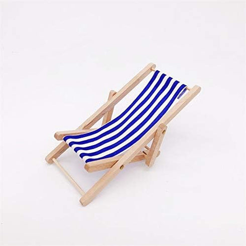 Mini Wooden Folding Beach Chair Dollhouse Decoration, Longue Deck Chair Craft Accessories
