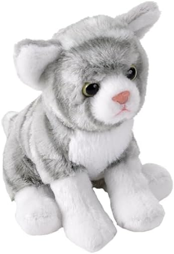 Wild Republic Pocketkins Eco Grey Tabby Cat, Stuffed Animal, 5 Inches, Plush Toy, Made from Recycled Materials, Eco Friendly