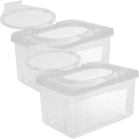 Sewroro 2pcs Wipes Dispenser Transparent Tissue Box Holder Baby Wipe Holder Refillable Wipe Container Case for Home