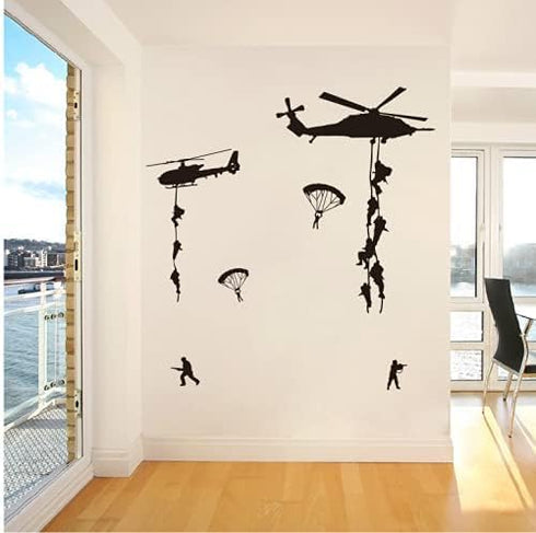 Army Wall Decors for Wall, Military Airplane Helicopter Vinyl Stickers for Teens Boys Bedroom Kids Room (TM-16).