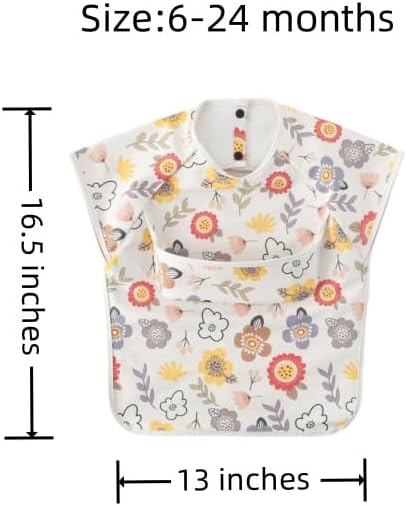 Extra Cover Waterproof Baby Bibs with Food Catcher - Washable Feeding Solution for Infants and Toddlers