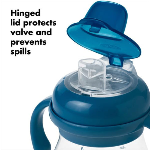 OXO Tot Transitions Soft Spout Sippy Cup with Removable Handles, Navy, 6 Ounce