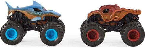 Spin Master 1:64 2-Pack: Octon8er Monster Jam Scale Color-Changing Die-Cast Trucks Megalodon vs.